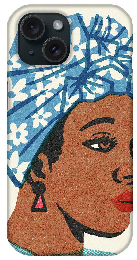 Accessories iPhone Case featuring the drawing Woman Wearing a Head Scarf #1 by CSA Images
