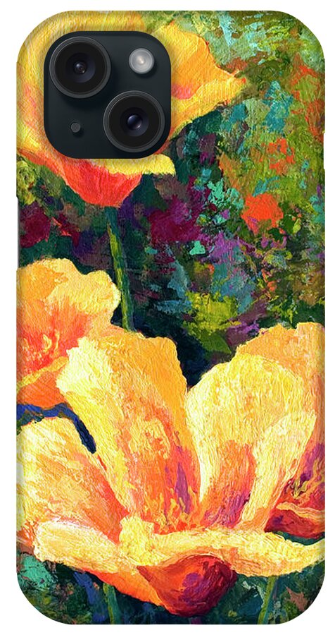 Yellow Field Poppies iPhone Case featuring the painting Yellow Field Poppies #1 by Marion Rose