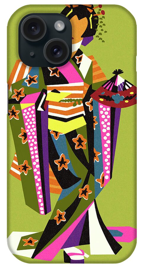 Adult iPhone Case featuring the drawing Geisha #10 by CSA Images