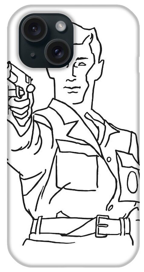 Adult iPhone Case featuring the drawing Man Pointing Gun #10 by CSA Images