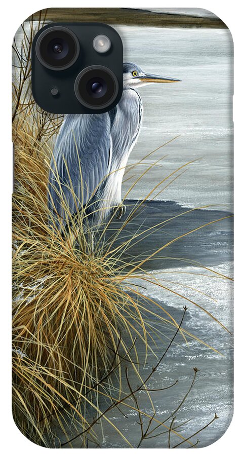 1000 Winter Heron iPhone Case featuring the painting 1000 Winter Heron by Jeremy Paul