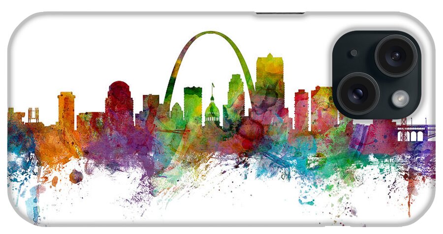 St Louis iPhone Case featuring the digital art St Louis Missouri Skyline #11 by Michael Tompsett