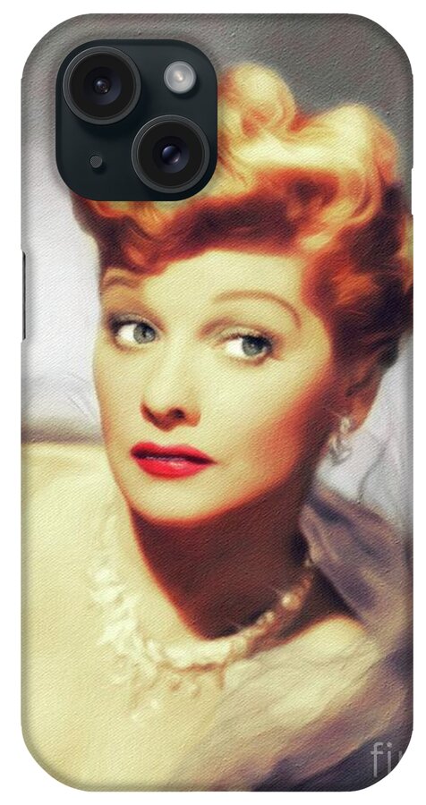 Lucy iPhone Case featuring the painting Lucille Ball, Vintage Actress #12 by Esoterica Art Agency