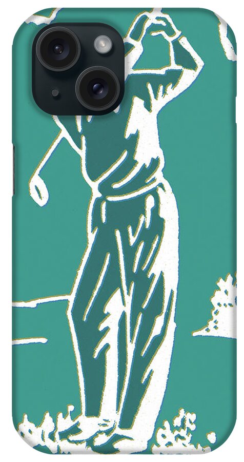 Action iPhone Case featuring the drawing Man Golfing #13 by CSA Images