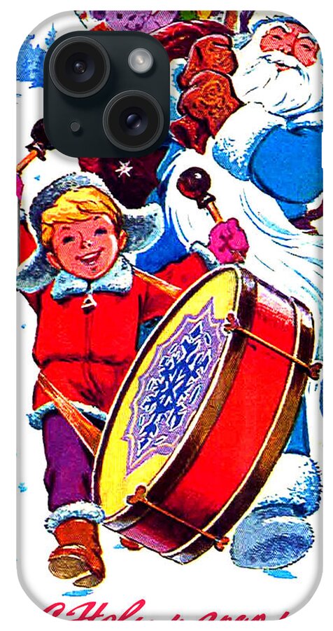 Santa Claus iPhone Case featuring the digital art Vintage Soviet Holiday Postcard #15 by Long Shot