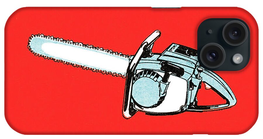 Campy iPhone Case featuring the drawing Chainsaw #16 by CSA Images