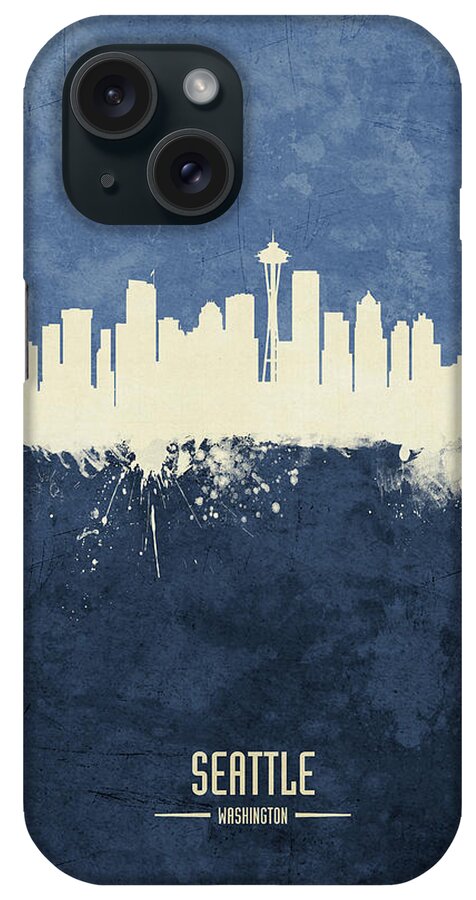 Seattle iPhone Case featuring the digital art Seattle Washington Skyline #18 by Michael Tompsett