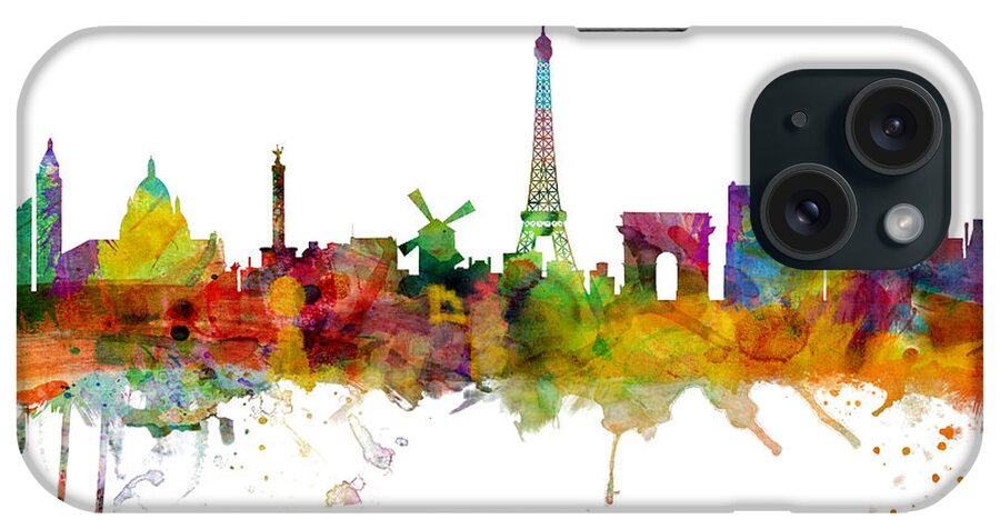 Paris iPhone Case featuring the digital art Paris France Skyline #19 by Michael Tompsett