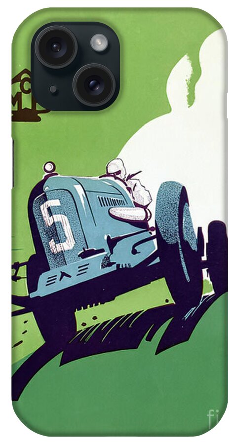 Vintage iPhone Case featuring the mixed media 1930s Era Racing Car Poster by Geo Ham