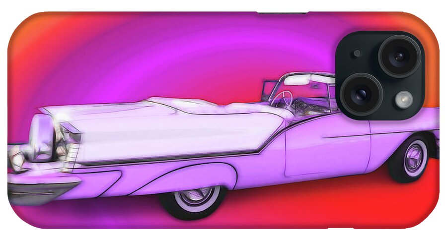 1957 Oldsmobile 98 Starfire iPhone Case featuring the digital art 1957 Oldsmobile 98 Starfire by Rick Wicker