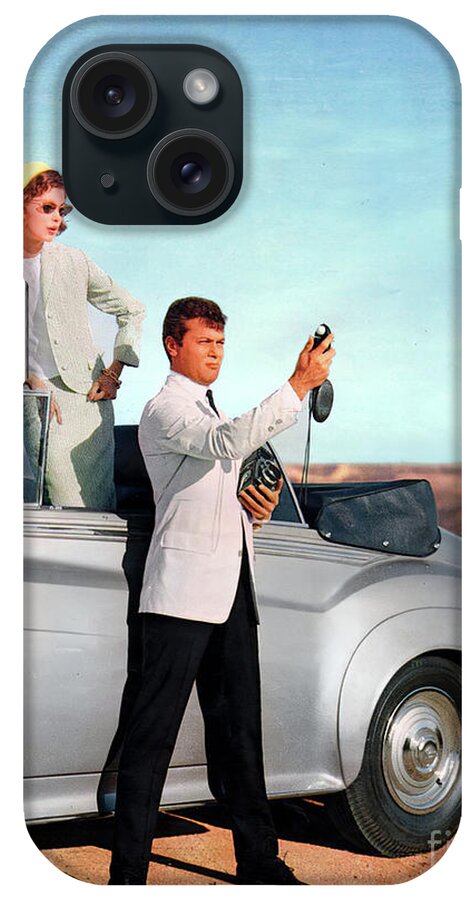 Vintage iPhone Case featuring the photograph 1958 Tony Curtiss And Rolls Royce Silver Cloud Convertible by Retrographs