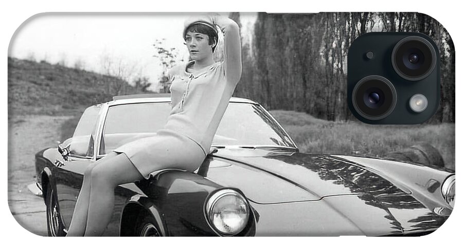 Vintage iPhone Case featuring the photograph 1960s Model With British Car by Retrographs