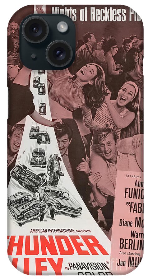 Vintage iPhone Case featuring the mixed media 1960s Thunder Alley Movie Poster by Retrographs