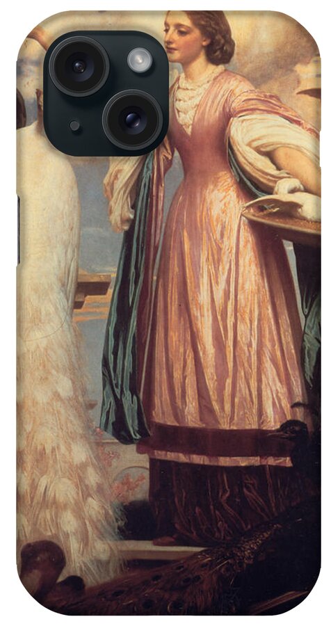 Doves iPhone Case featuring the painting A Girl Feeding Peacocks #2 by Frederic Leighton