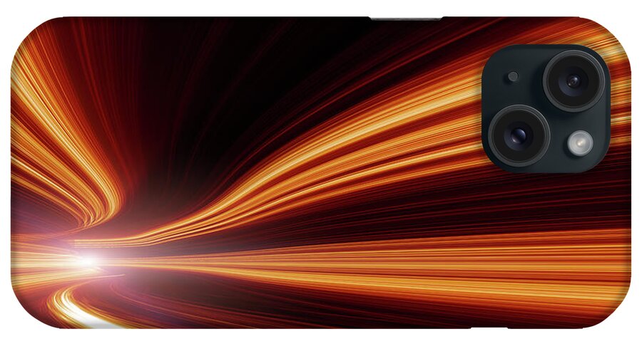 Three Dimensional iPhone Case featuring the photograph Abstract Speed Motion In Highway Tunnel #2 by Nadla