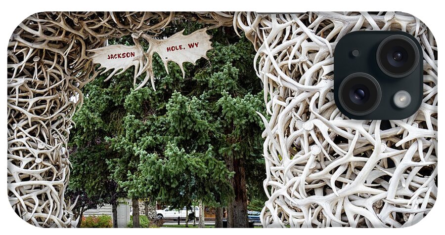 Antler Arch Square iPhone Case featuring the photograph Antler Arch Jackson Hole #2 by Shirley Mitchell