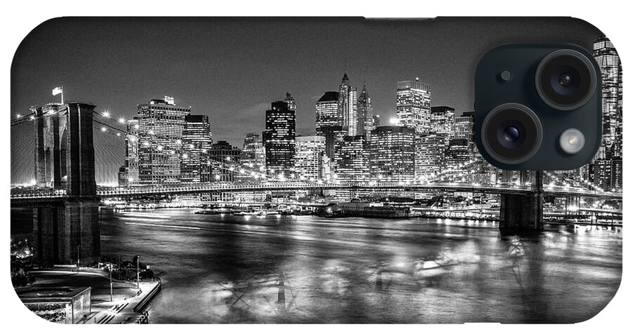 Estock iPhone Case featuring the digital art Brooklyn Bridge & Skyline, Nyc #2 by Antonino Bartuccio