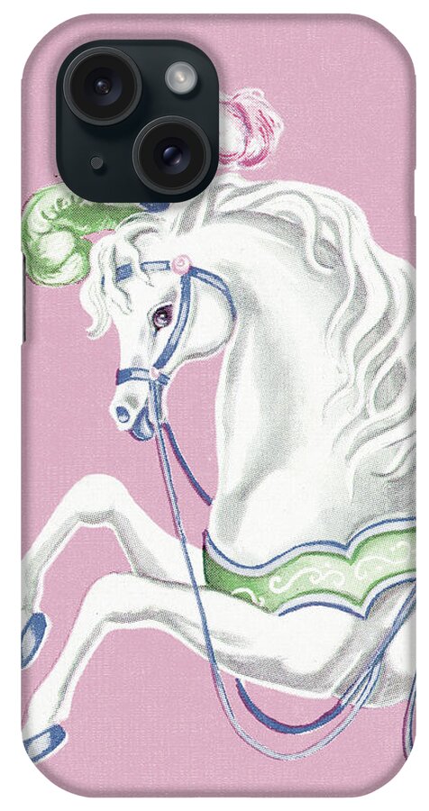 Animal iPhone Case featuring the drawing Carousel horse #2 by CSA Images