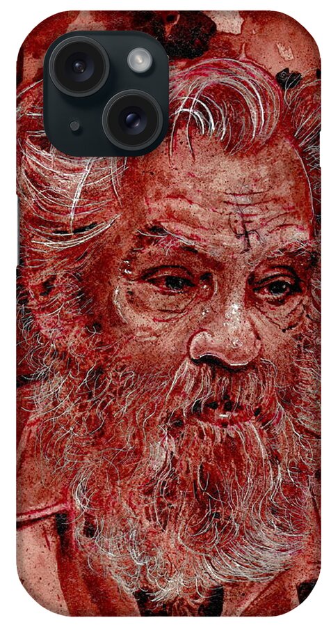 Ryan Almighty iPhone Case featuring the painting CHARLES MANSON port dry blood #2 by Ryan Almighty