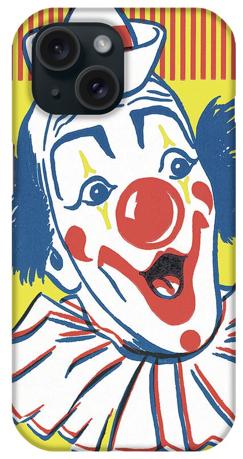 Accessories iPhone Case featuring the drawing Clown Face #2 by CSA Images