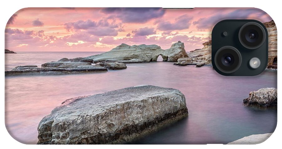 Estock iPhone Case featuring the digital art Coast At The Sea Caves In Cyprus #2 by Reinhard Schmid