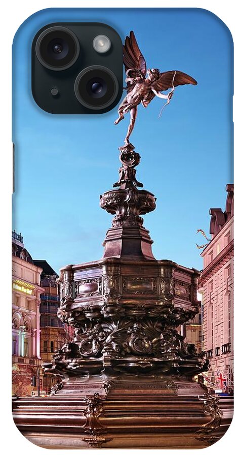 Estock iPhone Case featuring the digital art England, Great Britain, British Isles, London, City Of Westminster, Piccadilly Circus, Eros Statue, Piccadilly Circus #2 by Richard Taylor