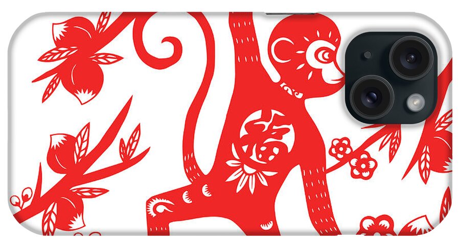 Chinese Culture iPhone Case featuring the digital art Happy New Year, Year Of The Monkey 2016 #2 by Ly86