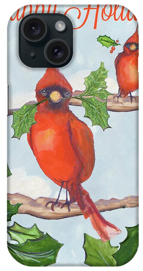 Holiday iPhone Case featuring the mixed media Holiday Birds #2 by Diannart
