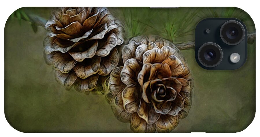 2 Pinecones iPhone Case featuring the painting 2 Pinecones by Heather Buechel
