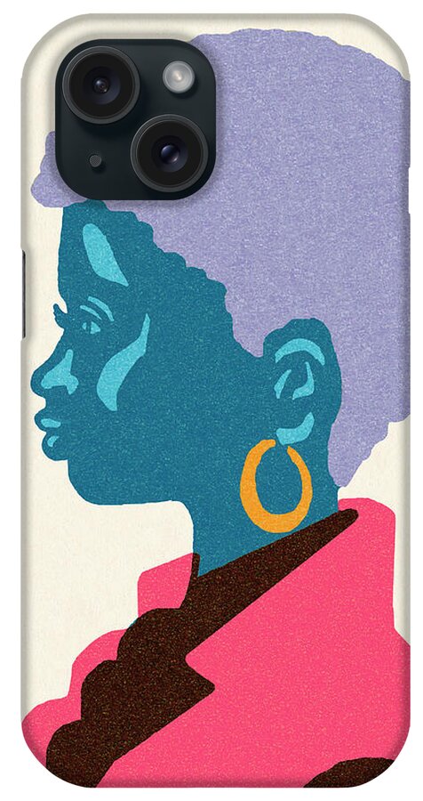 Accessories iPhone Case featuring the drawing Profile of a Woman #2 by CSA Images