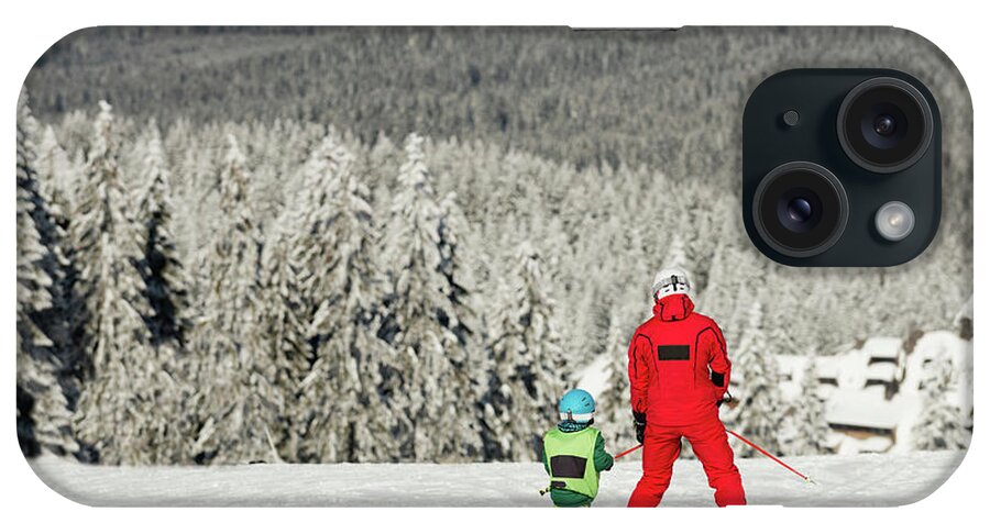 Red iPhone Case featuring the photograph Ski Lesson #2 by Microgen Images/science Photo Library