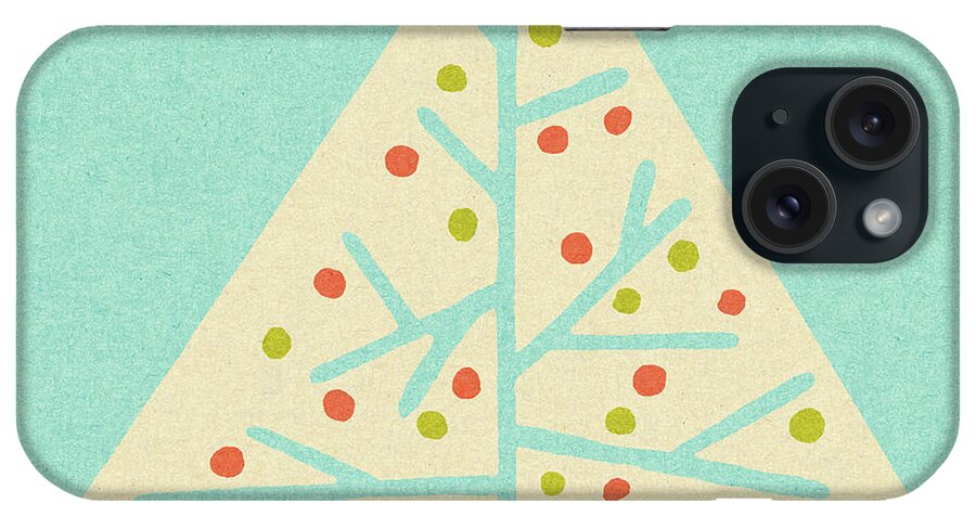 Abstract iPhone Case featuring the drawing Stylized Christmas Tree #2 by CSA Images