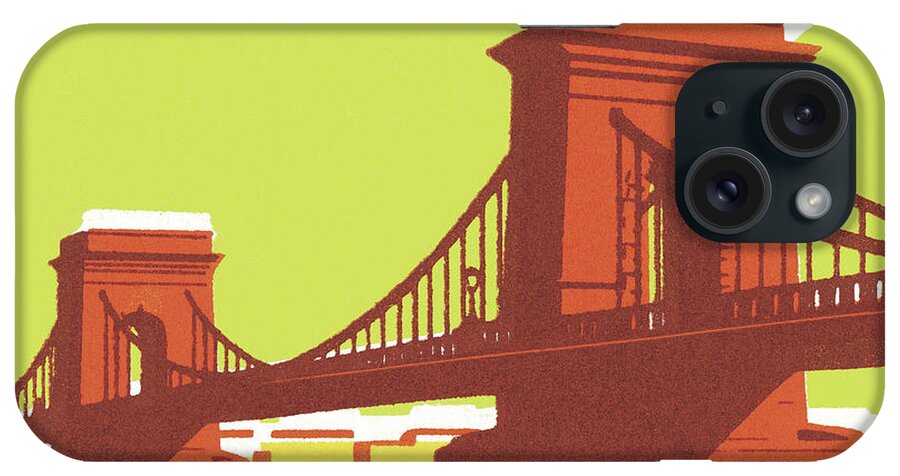 Across iPhone Case featuring the drawing Suspension Bridge #2 by CSA Images