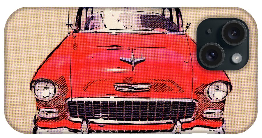 1955 Chevy Red & White iPhone Case featuring the digital art 2 Tone 55 by Rick Wicker