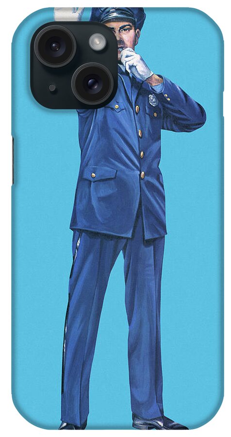 Accessories iPhone Case featuring the drawing Traffic Cop #2 by CSA Images