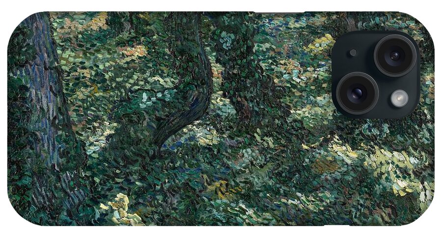 Oil On Canvas iPhone Case featuring the painting Undergrowth. #2 by Vincent van Gogh -1853-1890-