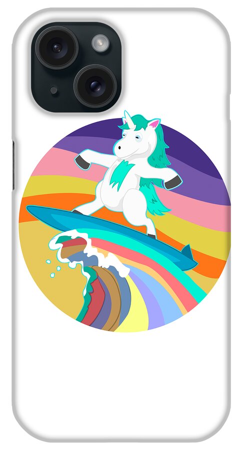 Mythical Creature iPhone Case featuring the digital art Unicorn Surfer #1 by Mister Tee