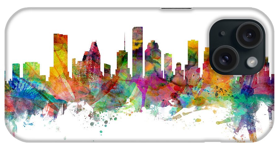 Houston iPhone Case featuring the digital art Houston Texas Skyline #22 by Michael Tompsett