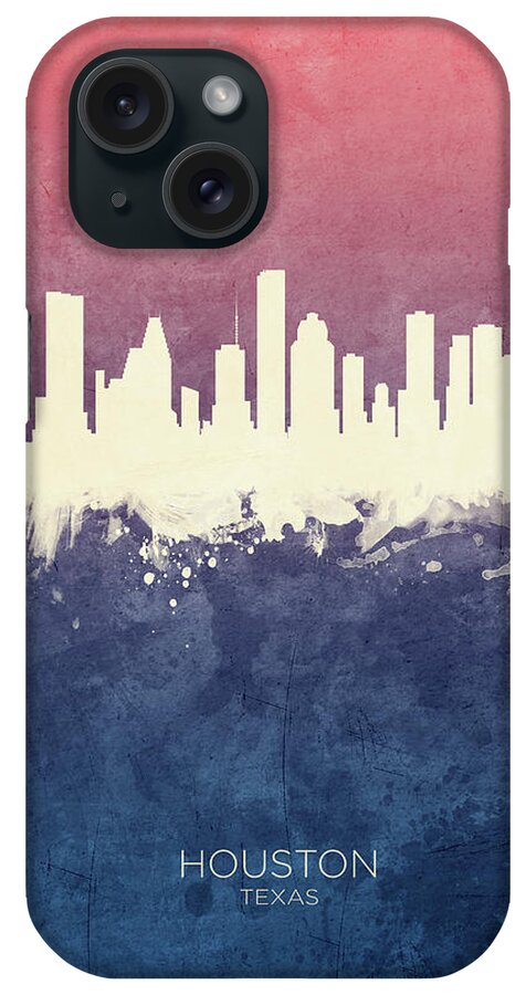 Houston iPhone Case featuring the digital art Houston Texas Skyline #24 by Michael Tompsett