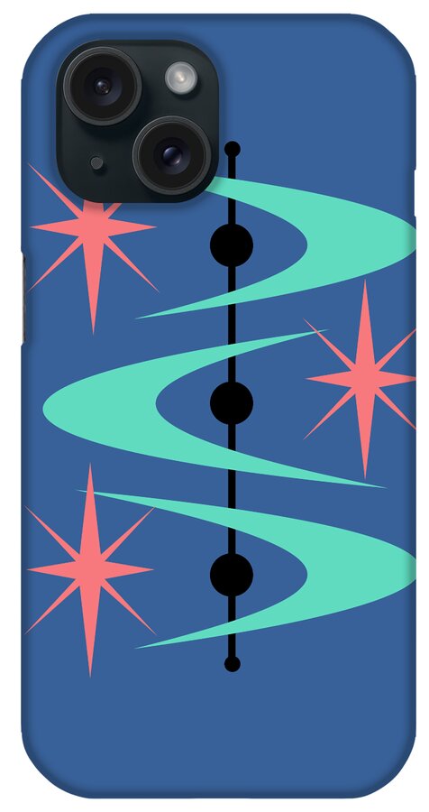 Mid Century Modern iPhone Case featuring the digital art Boomerangs and Stars by Donna Mibus