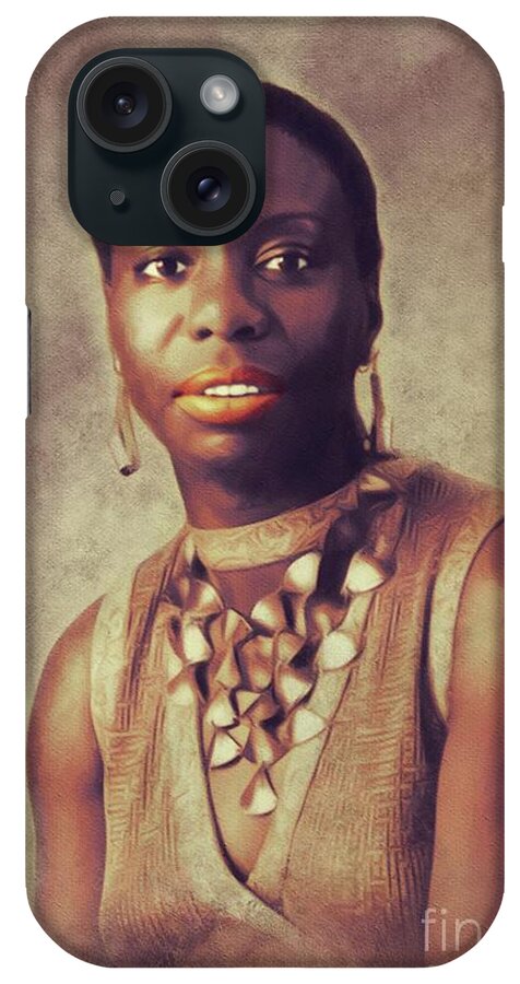 Nina iPhone Case featuring the painting Nina Simone, Music Legend #3 by Esoterica Art Agency
