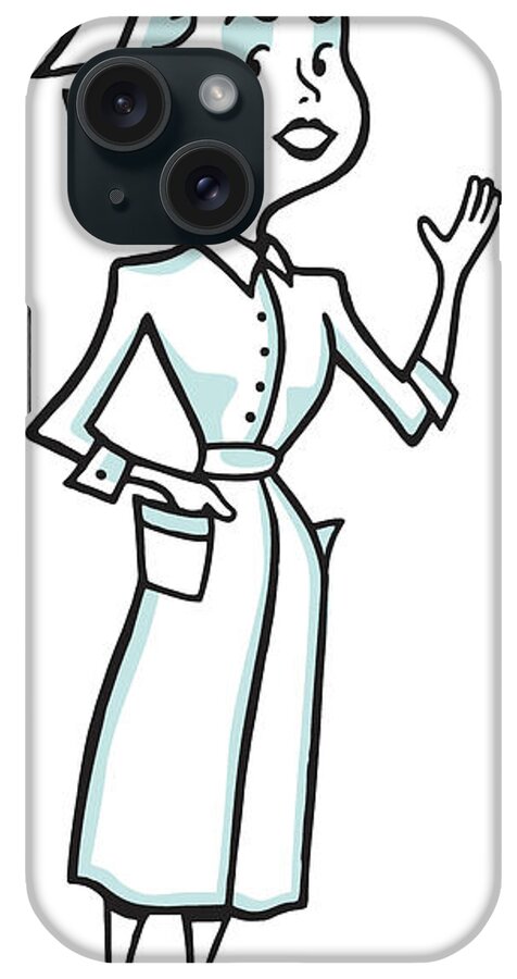 Accessories iPhone Case featuring the drawing Nurse Talking and Gesturing #3 by CSA Images