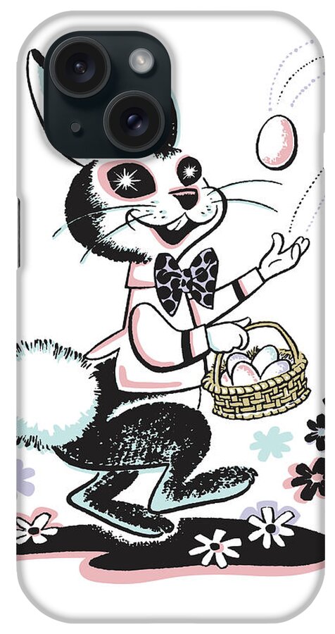 Animal iPhone Case featuring the drawing Rabbit with Easter Eggs #3 by CSA Images
