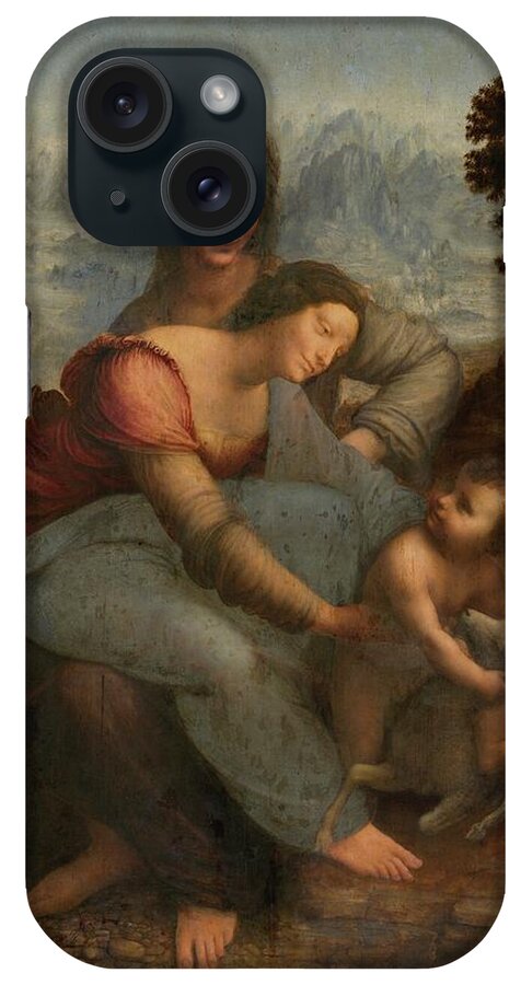 Leonardo Da Vinci iPhone Case featuring the painting The Virgin And Child With St. Anne by Leonardo Da Vinci