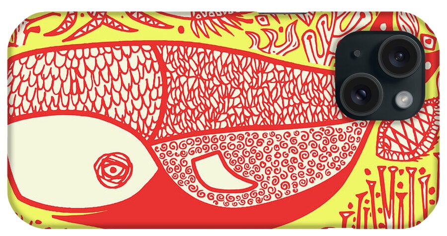 Animal iPhone Case featuring the drawing Whale #3 by CSA Images