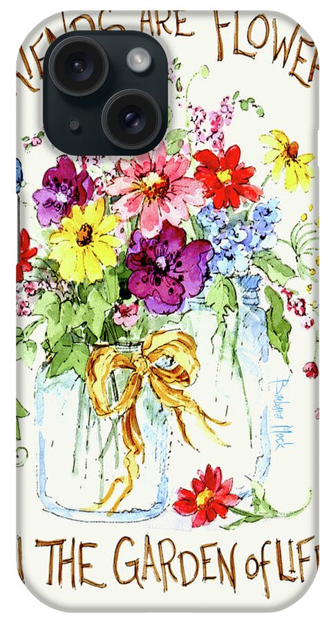 Friends Are Flowers iPhone Case featuring the painting 3057 Friends Are Flowers by Barbara Mock