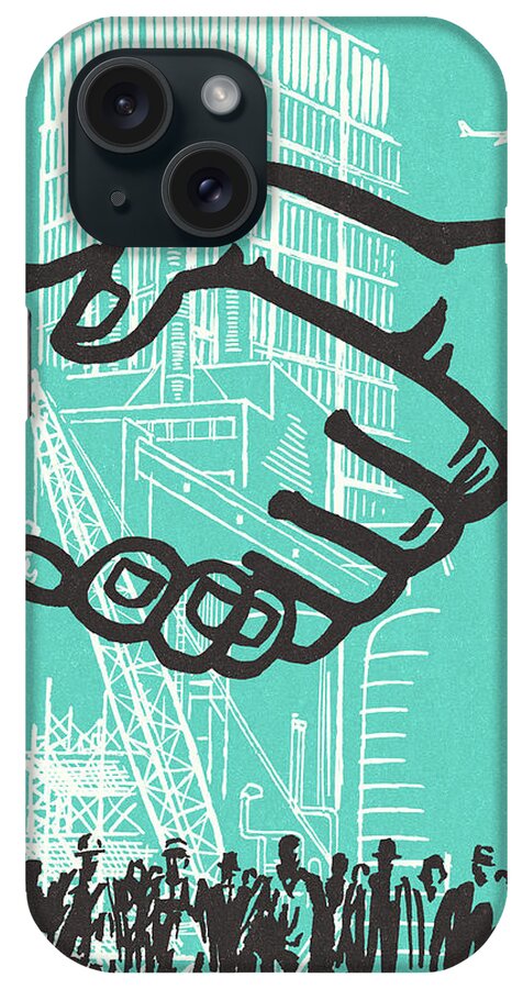 Agree iPhone Case featuring the drawing Handshake #35 by CSA Images