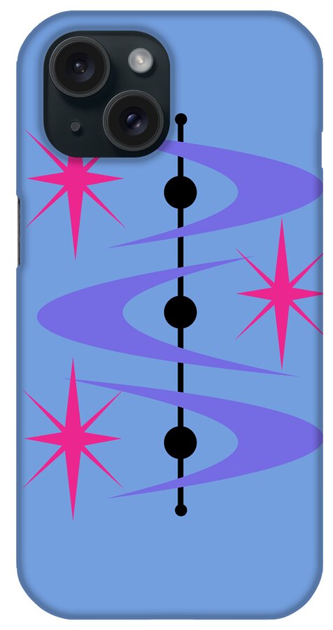 Mid Century Modern iPhone Case featuring the digital art Boomerangs and Stars #1 by Donna Mibus