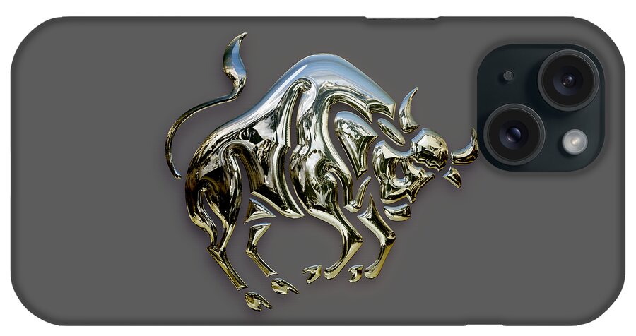 Wall Street Bull iPhone Case featuring the mixed media Bull #4 by Marvin Blaine