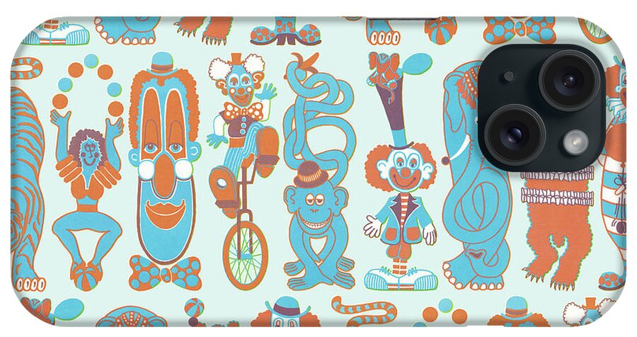 Animal iPhone Case featuring the drawing Circus pattern #4 by CSA Images